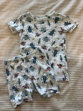GAP White Pajama Set with Green & Teal Bug Print